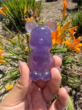 Natural Purple Fluorite Bear Carving,Hand Carved Crystal Bear Figurine, A551